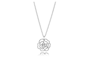 Pandora-Rose-Silver-Pendant-Cubic-Zirconia Pandora Necklace - Rose Silver Pendant Cubic Zirconia
