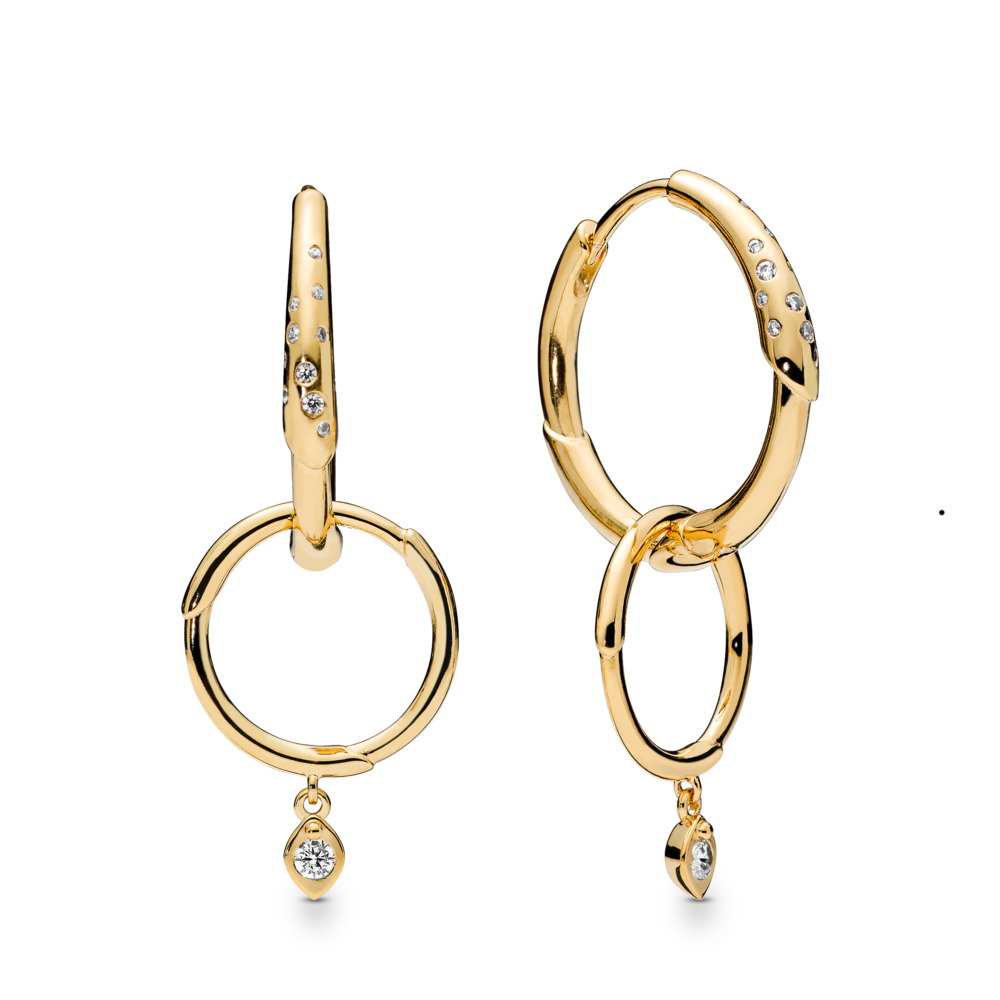Flower Stem Dangle Hoop Earrings N