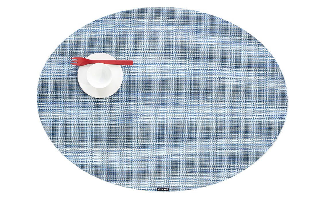 Mini Basketweave Oval Chambray 14X19.25