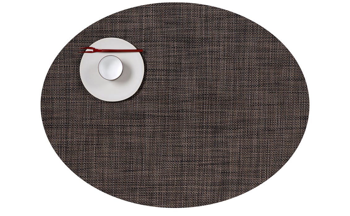 Mini Basketweave Oval Dark Walnut 14X19.25