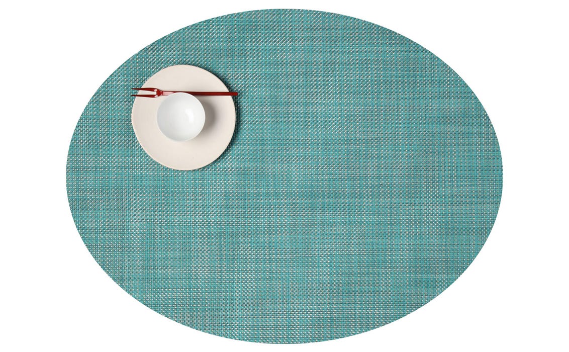 Mini Basketweave Oval Turquoise 14X19.25