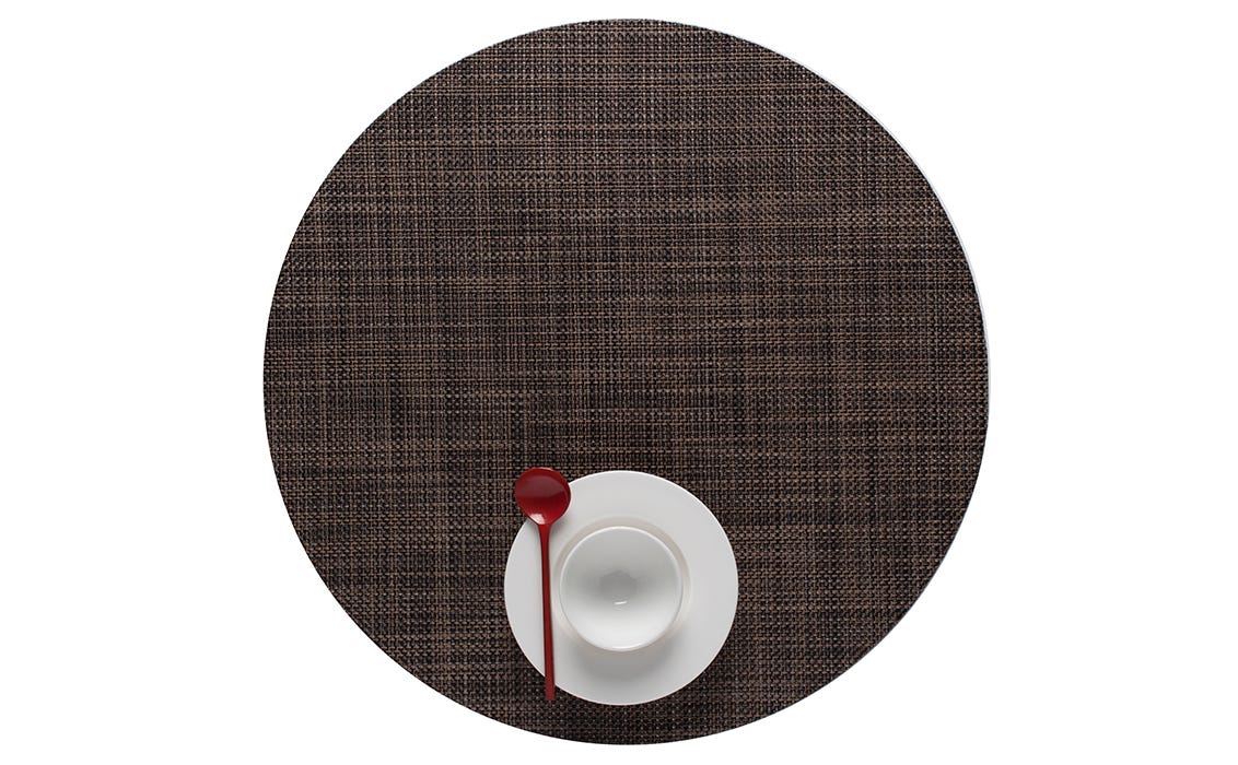 Mini Basketweave Round Dark Walnut 15 Diameter