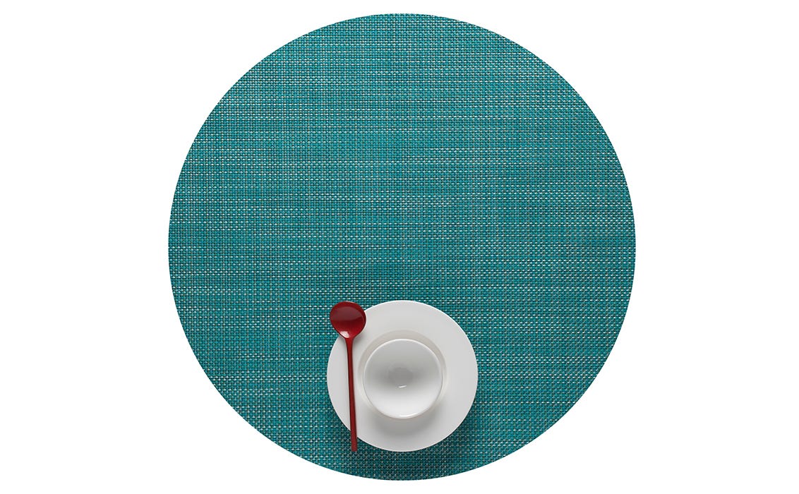Mini Basketweave Round Turquoise 15 Diameter