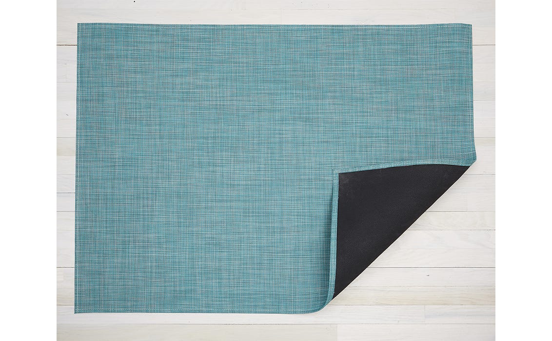 Mini Basketweave Woven Floor Mats Turquoise Large 46X72