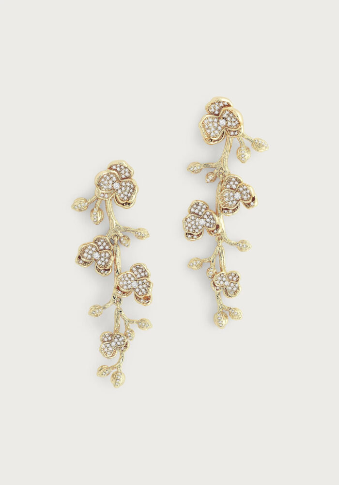 Anabel Aram Orchid Earrings Clear Crystal